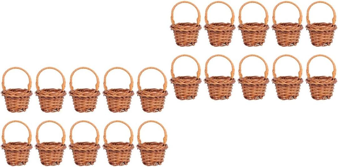 DOITOOL Miniature Baskets: 10 Pcs Rustic Rattan Mini Woven Basket with Handles, Coffee Brown, 2.36x1.57x1.18 inches, 1:12 Scale, Home Decor, Crafts, Dollhouse Accessories