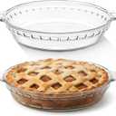 Uiifan 2 Packs 9 Inches Mini Glass Pie Pan for Baking Clear Pie Plate with Handles Round Glass Dish for Baking and Serving, Snacks, Salads, Desserts