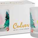 Culver Holiday Decorated Frosted Double Old Fashioned Tumbler Glasses, 13.5-Ounce, Gift Boxed Set of 2 (Gnomes Decorating Christmas Tree)
