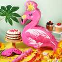 Threan Pink Flamingo Piata Tropical Party Supplies Small Hawaiian Flamingo Piata with Blindfold Stick for Pool Luau Hawaii Summer Theme Birthday Party Decorations, 16.1 x 11.8 x 3.1 Inch