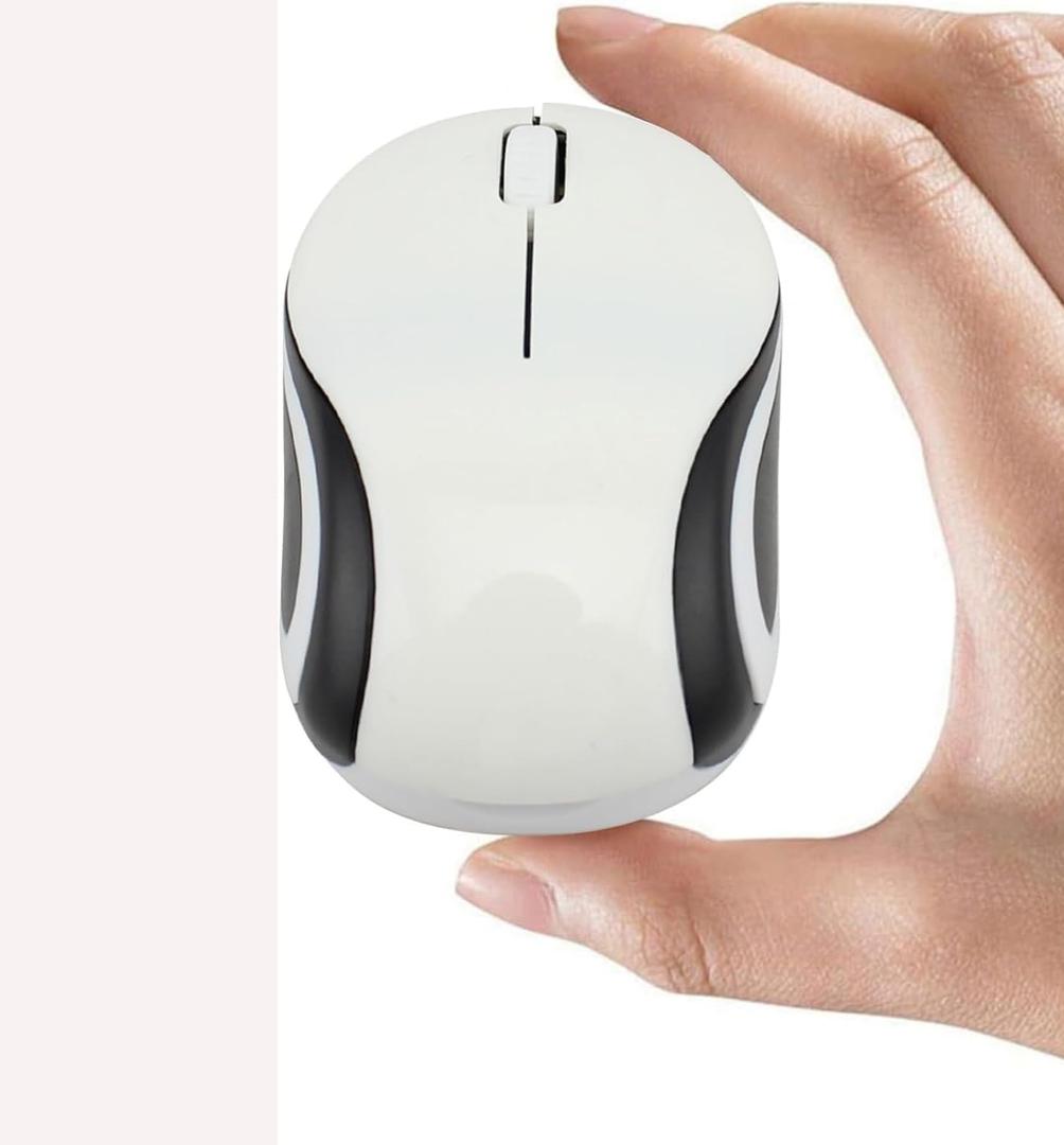 Wireless Mouse Mini Small Cute Pocket Portable Compact Travel USB Tiny Optical Little Mice 3 Buttons 1000 DPI Cordless Mouse for PC Laptop Computer MacBook Kids Girl Boy Women Small Hands Gift(White)