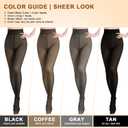 Aobiono Women Fleece Lined Tights Sheer Warm Pantyhose Fake Translucent Winter (Black)