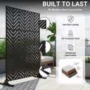 Metal Privacy Screen Outdoor 6FT Freestanding Decorative Steel Panel with Stand, Laser-Cut Chevron Pattern Modern Privacy Divider, Rustproof & Weather-Resistant Screen for Patio, Garden & Backyard