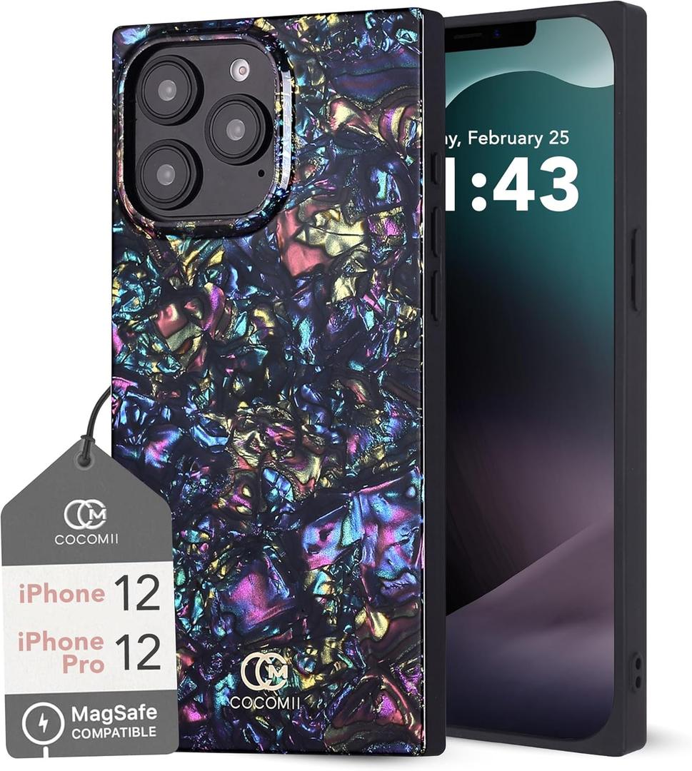 COCOMII Rectangle Case for iPhone 12/12 Pro, Compatible with MagSafe, Nebula Abalone Shell