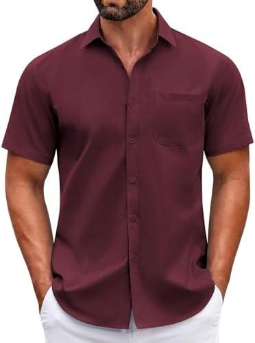 COOFANDY Mens Short Sleeve Casual Button Down Shirts Summer Untucked Dress Shirts with Pocket XL