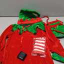 Syhood 5 Pcs Christmas Elf Costume Kids Girls Velvet Elf Costume Santa's Helper Outfit with Hat Shoes Belt Striped Stockings, No Size