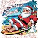Family Snta Claus Sunglasses Beach Vibrant Quote Wall Decal Decoration Christmas in July Cute Chill Santa Claus in Island Life Holiday Gift Lasts Years and Easily Removable - Size: 30 In(W) x 30 In(H)