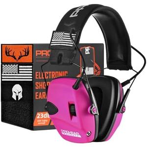 PROHEAR Electronic Ear Protection for Shooting with 4X Sound Amplification, Gun Range Hearing Protection Muffs, NRR 23dB Noise Reduction Headphones for Hunting, Pink