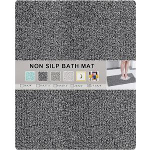 Nonslip Bathtub Mat, Anti Slip Bath Mat 0.6" Extra Thick, Quick Dry Bath Tub Anti Slip Shower Mat, Loofah Non-Slip Bath Mat for Tub Bathroom Pool Kitchen Entryway Home Hotel(Black 24x27)