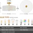 Bargeni Semi Flush Mount Ceiling Light Fixture,16 inch Drum Flush Mount Ceiling Light, Modern Light Fixtures Ceiling Mount with Matte Brass Finish, Semi Flush Ceiling Light for Bedroom,Dining Room