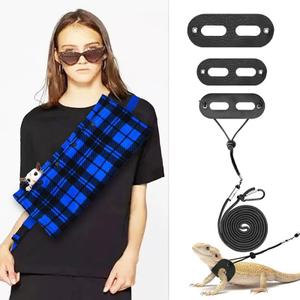Small Animal Sling Carrier,Small Animal Bag for Bearded Dragons Lizards and Reptile with Adjustable Strap Tow Rope 3 Sizes Pack + Small Animal Sling CarrierBlue Grid