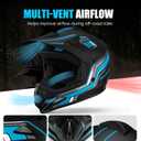 Yesmotor Youth Dirt Bike Motorcycle Helmet Kid Full Face Helmet DOT (Blue, X-Large)
