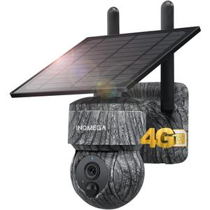 INQMEGA Solar Security Camera Outdoor, 360 PTZ WiFi Wireless Security Camera with 2K 3MP Night Vision, PIR Motion Detection and Siren,IP66 Waterproof,Two-Way Audio,SD/Cloud, IP65 Waterproof