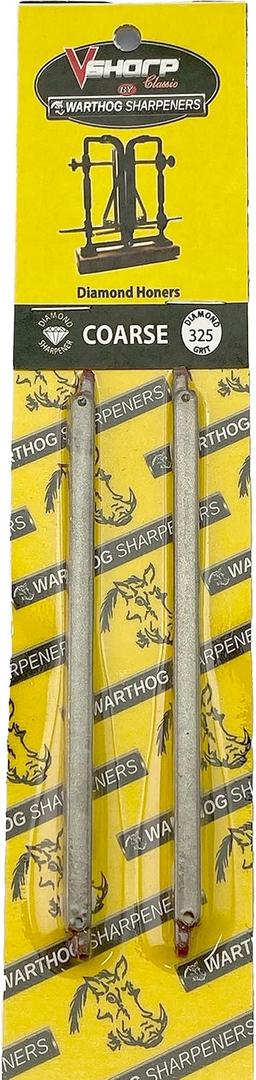 Warthog Sharpeners (V-SHARP CLASSIC ORIGINAL (WOODEN BASE) MODEL, 325 GRIT (COARSE)) - V-Sharp Knife - Spare Diamond Honing Rods - CLASSIC ORIGINAL 325 GRIT