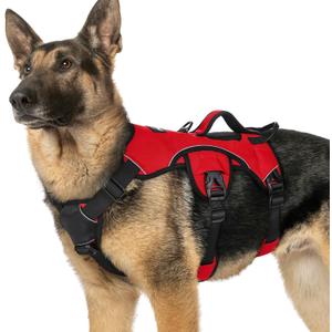 rabbitgoo Escape Proof Dog Harness, Soft Padded Full Body Pet Harness, Reflective Adjustable No Pull Vest with Lift Handle and Leash Clip for Large Dogs Walking Hiking Training, XL, Red