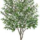 Hollyone Faux Olive Tree 7Feet Tall Fake Olive Tree 7FT with Pot Indoor Lifelike Wood Trunk and Fruits Large Potted Artificial Tree Plant with Tall Ceramics Pot Planter Housewarming Home Decor Gift