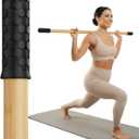 5ft Yoga Stick Made from Natural Bamboo - Stretching Stick for Mobility, Balance, Pilates & Physical Therapy - Exercise Stick with Non-Slip Ends - Includes 20+ Video Tutorials