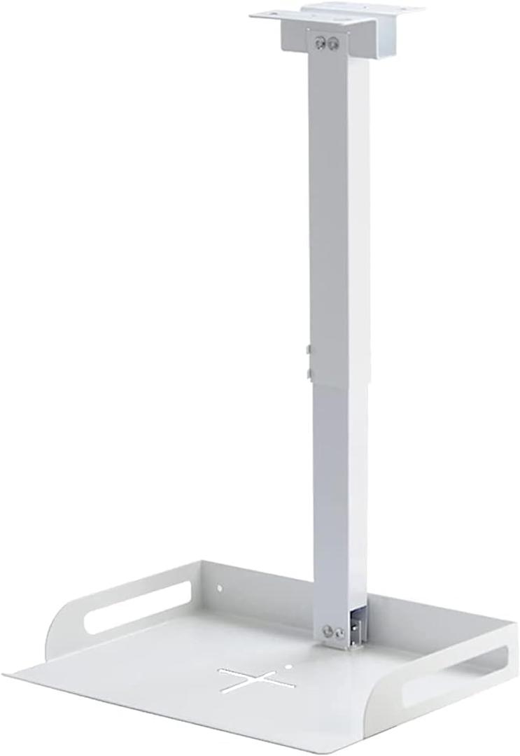 Universal Ceiling Mount with Tray for Projector/Camera,Wall/Ceiling Mounting, No Hole Installation, Height Adjustable 11.4-22inches, in-Tube Cable Routing (White)