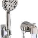 Slip-On Tub Spout with Diverter, High Pressure 8 Settings Hand Held Shower, All Metal Bathtub Faucet with Sprayer Brushed Nickel