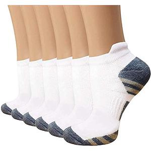 Copper Compression Socks Women and Men 6 Pairs - Circulation Arch Support Plantar Fasciitis Running Ankle Socks