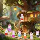 24 Pcs PreFilled Easter Eggs with Mini Resin Rabbit Animals Keychain Decoration Stuffed Toy Great for Kids Boys Girls Toddler Easter Basket Stuffers Egg Fillers