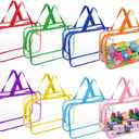 Fasmov 8 Packs Large Toy Storage Bags, 8 Colors PVC Organizers Toy Bags, Travel Organizer Bags Reusable Toy Organizer Pouch with Zipper for Building Blocks, Puzzle, Small Toys and Handmade Accessories