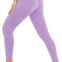 DHSO High Waisted Leggings for Women  Full/Knee Length Capri Tummy Control Buttery Soft Yoga Pants for Workout Athletic Purple Large-X-Large