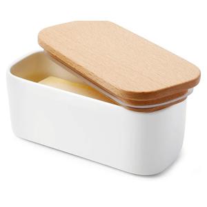 Sweese Small Butter Dish with Lid for Countertop, Airtight Butter Keeper Holds Up to 1 Sticks of Butter, Porcelain Butter Container for Kitchen Decor and Accessories for Kitchen Gift, White