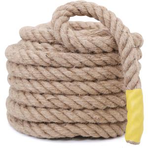 Jute Rope,1/2 inch x 50 FT Natural Twisted Manila Heavy Duty Hemp Ropes for Crafts,Swing for Tree,Gardening, Bundling, Hammock, Nautical, Tug of War, Railings, Home Decorating