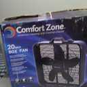 Comfort Zone Box Fan with Carry Handle, 20 inch, 3 Speed Full-Force Air Circulation with Air Conditioner, Floor Fan, Bedroom Fan, Airflow 15.03 ft/sec, Ideal for Home, Bedroom & Office, CZ200ABK (Black)