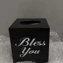 Sumnacon Tissue Box Cover Square, Bless You Tissue Holders, Decorative Tissue Box Holder Open Bottom, Cube Metal Tissue Cover for Bathroom, Bedroom, Living Room, Office, Tabletop, Gift Option, Black