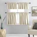 DONREN Cream Beige 20 Inch Length Short RV Curtains for Camper Kitchen Room Darkening Small Window Curtain Tiers for Nursery Bathroom Loft 24 Wide by 20 Long Set of 2 Panels