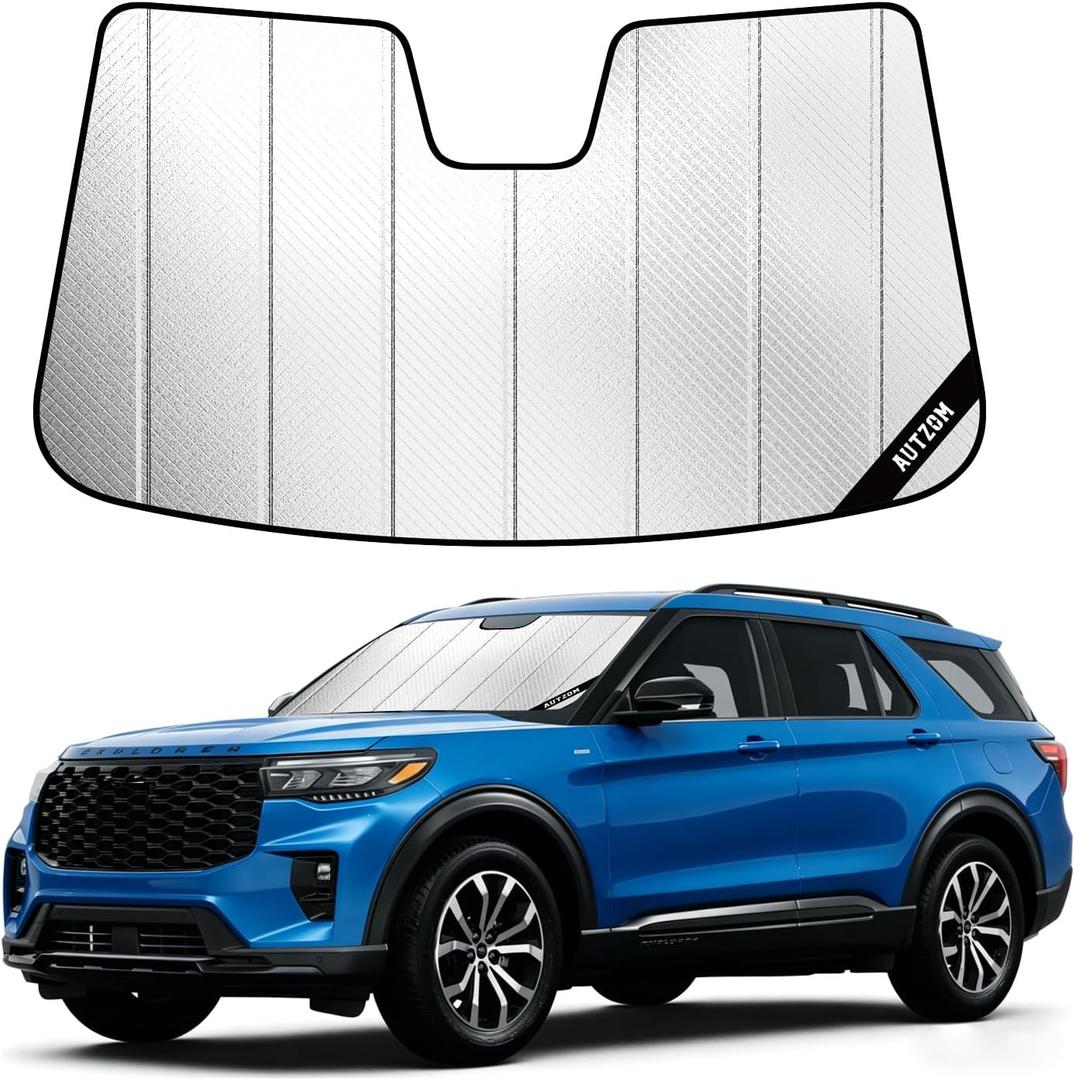 Windshield Sun Shade for Ford Explorer 2020-2024, Custom-fit Sunshade, Keep Vehicle Cool, Protect Dashboard, Foldable Car Window Shades Ford Explorer, Accessories