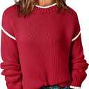 SHEWIN Womens Sweaters Crewneck Long Sleeve Knit Pullover Sweater Casual Fall Tops for Women 2024, Size S