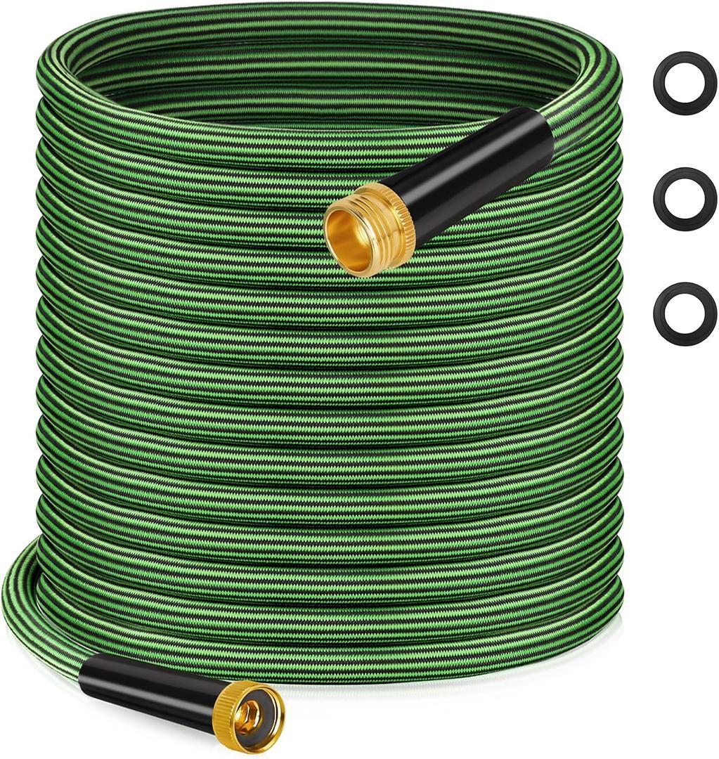 Garden Hose 75FT Non-Expandable Water Hose Flexible Kink-Free Lightweight Leak-Proof Sturdy Outdoor Hose Water Pipe for Garden Yard Lawn Camper 3/4 Inch Solid Brass Fittings