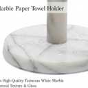 White Marble Paper Towel Holder 12.5" Deluxe Upright Towel Dispenser for Kitchen, Heavy Duty, Solid Standup