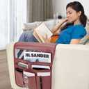 Teniux Remote Control Holder Faux Leather Armrest Organizer with 6 Pockets for recliner couch sofa, Armchair Caddy for Smart Phone, Book, Magazines, Ipad, Remotes (Rose Wine)