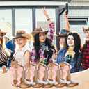 Sinload 24 Western Gift Bags Cowgirl Cowboy Boots Paper Bags with Pink Bow Handles Candy Goodie Treat Grocery Shopping for Cowgirl Party Supplies Birthday Western Party Favors (Brown Style)