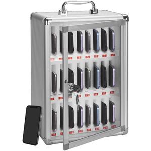 24-Slot Cell Phone Locker - Storage Cabinet for Classroom, Wall Mount Organizer With Key, Aluminum Pocket Chart for Offices, Schools and Factories
