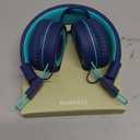 Kids Headphones - noot products K11 Foldable Stereo Tangle-Free 3.5mm Jack Wired Cord On-Ear Headset for Children/Teens/Boys/Girls/Smartphones/School/Kindle/Airplane Travel/Plane/Tablet (Navy/Teal) (4 x 5 x 2 in)
