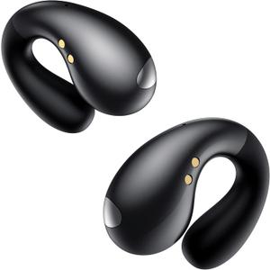 Boytond Ultra Open Ear Earbuds - Clip on Earbuds, Open Ear Headphones with Secure Lightweight Fit, Bone Conduction Sound and Bluetooth 5.3 for Running, Sports and Outdoor Travel, Midnight Black