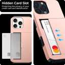 harusaki iPhone 16 Pro Wallet Case with Hidden Card Slot - Wireless Charging Compatible iPhone 16 Pro Case with Card Holder for Women and Men (Pink Gold)