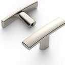 Amerdeco 10 Pack Brushed Satin Nickel Cabinet Knobs Single Hole Cabinet Handles 2 Inch Solid Zinc Alloy Cupboard Drawer Knobs Kitchen Cabinet Knobs T Bar Hardware ZH0003BSNK