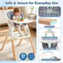 Foldable Baby High Chair, 4-in-1 Convertible Wooden Baby Highchairs (Grey)