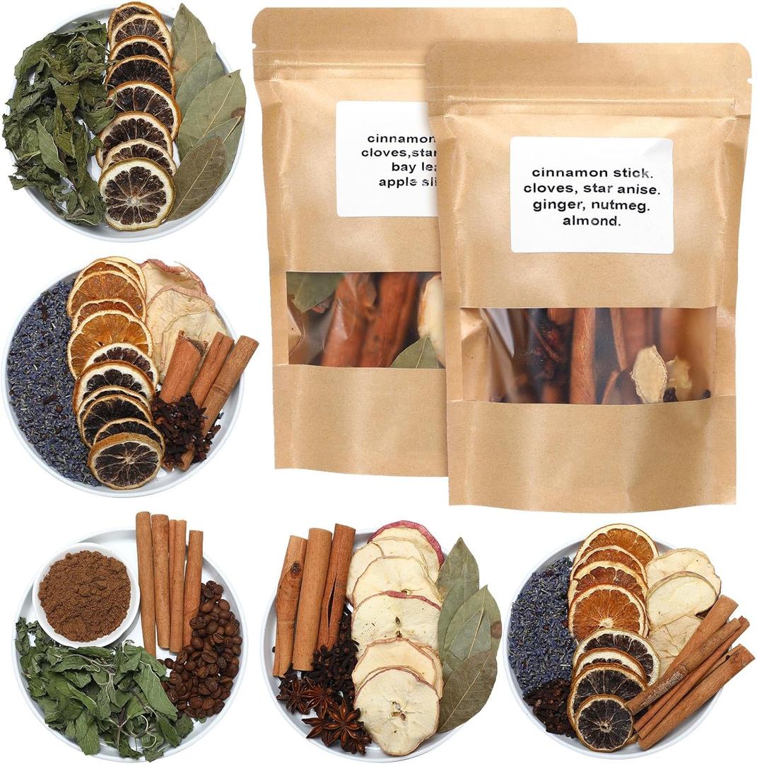 Siifert 6 Pack Winter Stovetop Potpourri Simmer Pot Kit Dried Orange Slices Cinnamon Stick Air Freshener Sachet Ingredients Bowl Filler Decor for Holiday Fragrance Housewarming Gift