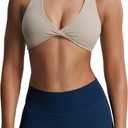 Aoxjox Women's Workout Sports Bras Fitness Metamorph Sienna Twist Bra Yoga Crop Tank (Beige, M)