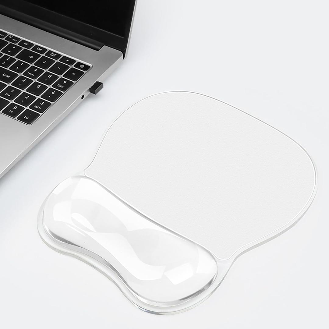 Gel Wrist Rest for Mouse,Ergonomic Mousepad with Clear Cushioned Palm Rest,Gel Mouse Pad with Wrist Support,Small Desk Mat,Office Desk Work Accessories for Women,Carpal Tunnel Relief (B-Clear)