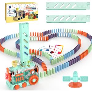 Kids Domino Train Toy Set,Automatic 180 Pcs Dominoes Train Toys With Lights And Sound,Creative Educational Toys For Kids,Boys,Girls,Toddler,Ages 3-8The Gift For Birthday,Christmas,New Year,Easter.