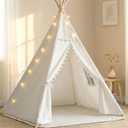 Teepee Tent with Starry Lights, Ground Mat and Pockets, Kids Teepee Tents for Indoor & Outdoor Use, Foldable Play Tents for Boys & Girls, Washable Toddler Play Tent for Birthdays & Holidays