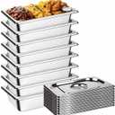 8Pack Hotel Pans, Steam Table Pans Stainless Steel Hotel Pans with Lids, 1/4 Size Catering Pans 2.55" Deep Anti-Jam Stackable Steam Pans Dishwasher & Oven Safe, for Catering Buffet Commercial Use